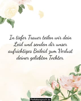 Beileids und Sympathiebekundungen zum Verlust einer Tochter