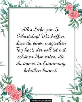 150 Glückwünsche zum 5. Geburtstag mit Bildern