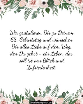 150 Glückwünsche zum 68. Geburtstag mit Bildern