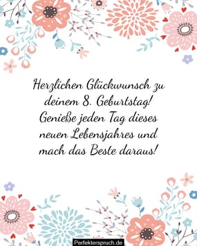 150 Glückwünsche zum 8. Geburtstag mit Bildern
