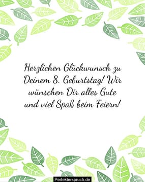 150 Glückwünsche zum 8. Geburtstag mit Bildern