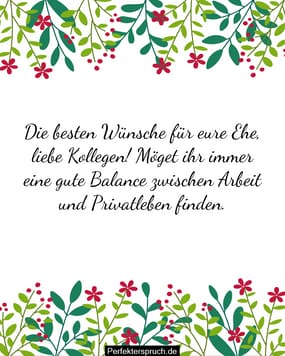 Hochzeitswünsche für einen Kollegen oder Arbeitskollegen