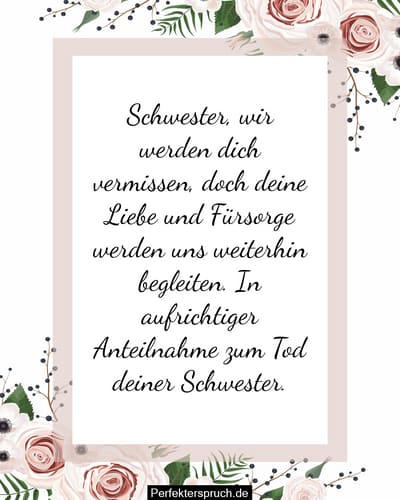 Traurige Sprche Tod Schwester