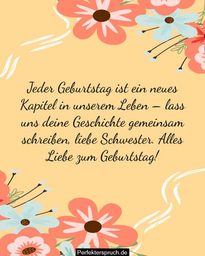 Geburtstagskarte Für Die Schwester – Mit Liebevoller Botschaft Und Umschlag