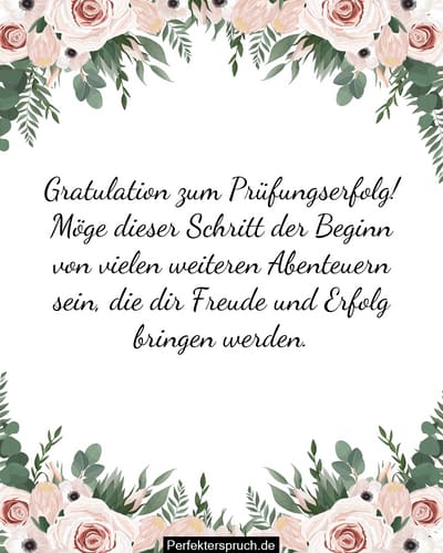 Glückwünsche zum Bestehen der Prüfung und guten Ergebnissen