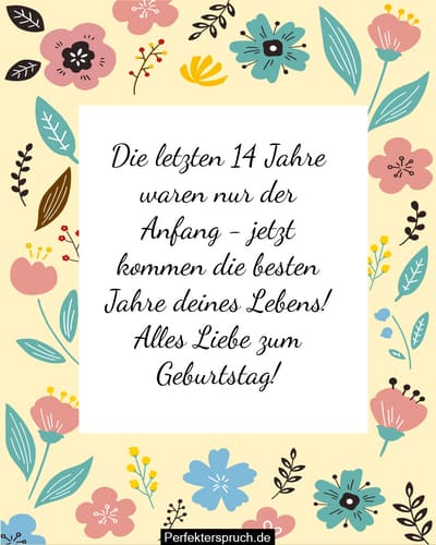 150 Glückwünsche zum 14. Geburtstag mit Bildern