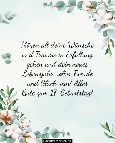 150 Glückwünsche zum 17. Geburtstag mit Bildern