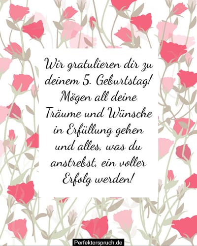 150 Glückwünsche zum 5. Geburtstag mit Bildern