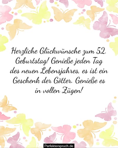 150 Glückwünsche zum 52. Geburtstag mit Bildern