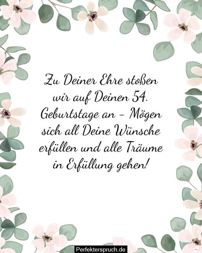 150 Glückwünsche zum 54. Geburtstag mit Bildern
