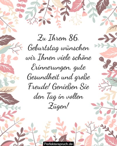150 Glückwünsche zum 86. Geburtstag mit Bildern