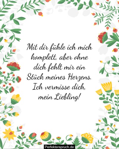 Vermissen Sprüche Ohne Dich Fehlt Etwas Ich vermisse Dich Sprüche für Freundin oder Freund